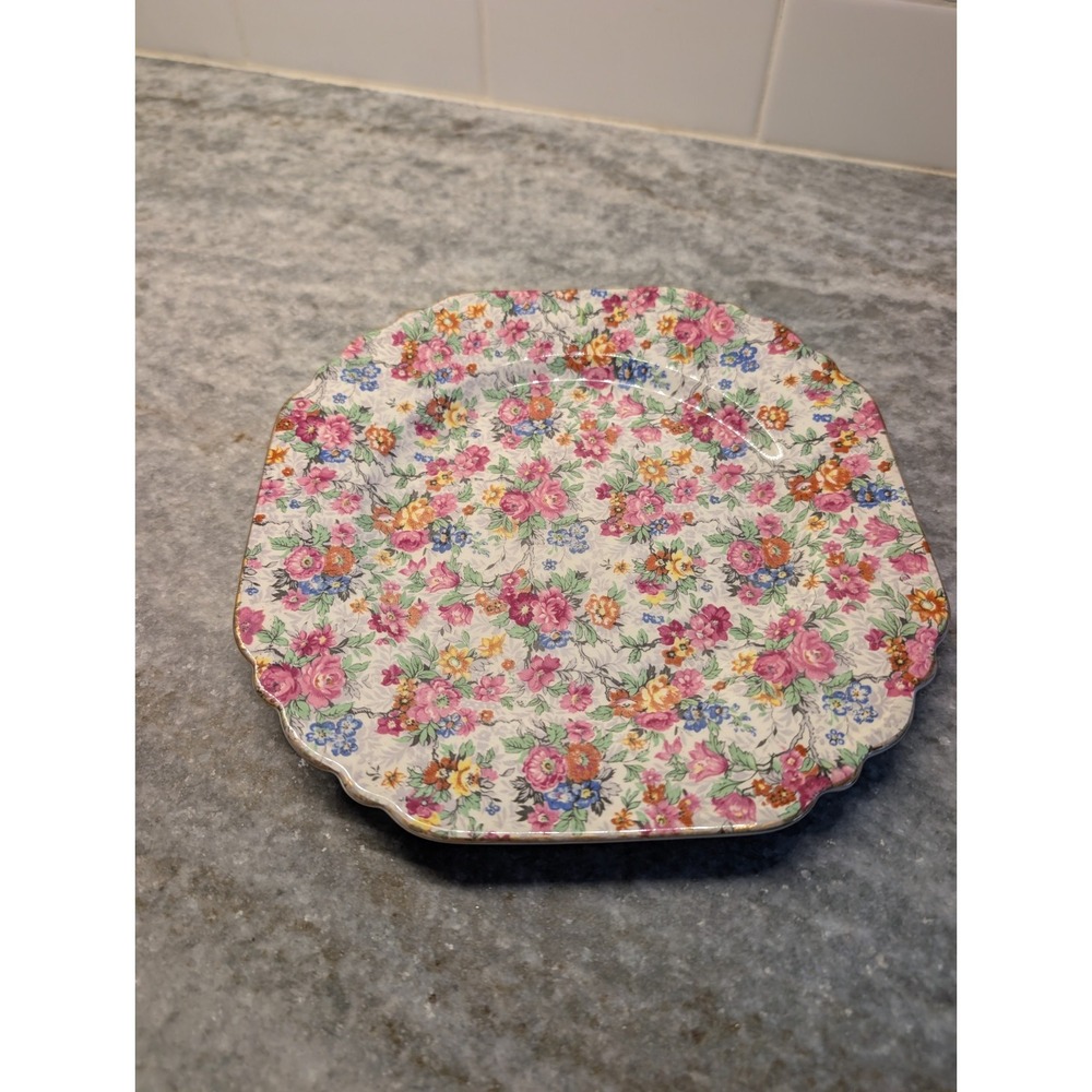 Lord Nelson Floral Chintz Plate 9" England Printed Stamp